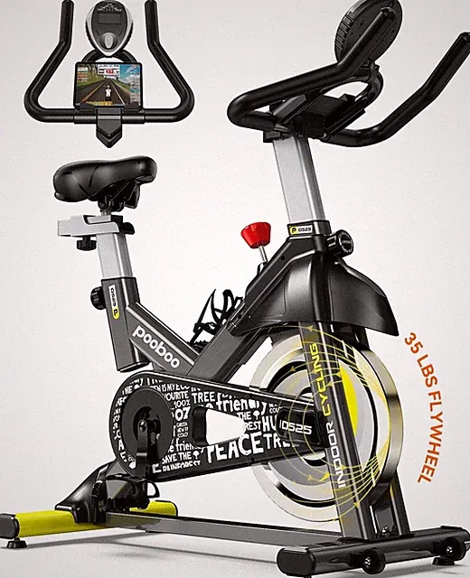pooboo D525 Indoor Cycling Bike 35 lbs Flywheel 350 Lb Capacity Quiet Belt Drive
